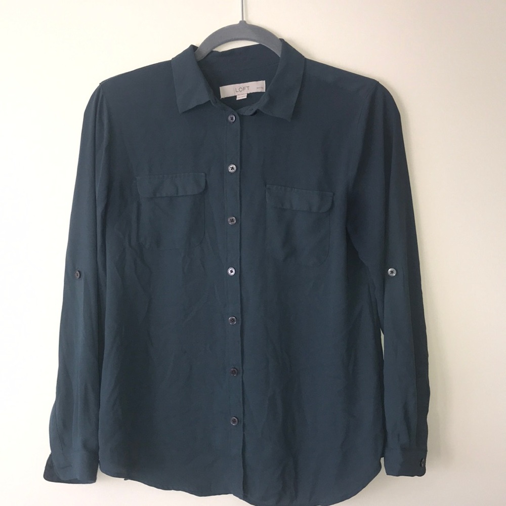 Loft teal business button up